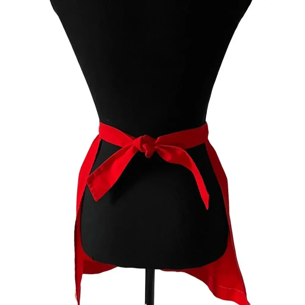 Elegant Red Apron with Lace Trim